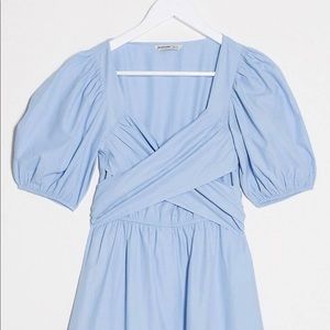 Stradivarius Midi Poplin Dress w/ Tie Waist